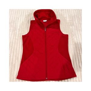 Columbia Red Quilted Fleece Stand Collar Full Zip Front Women’s Size Small